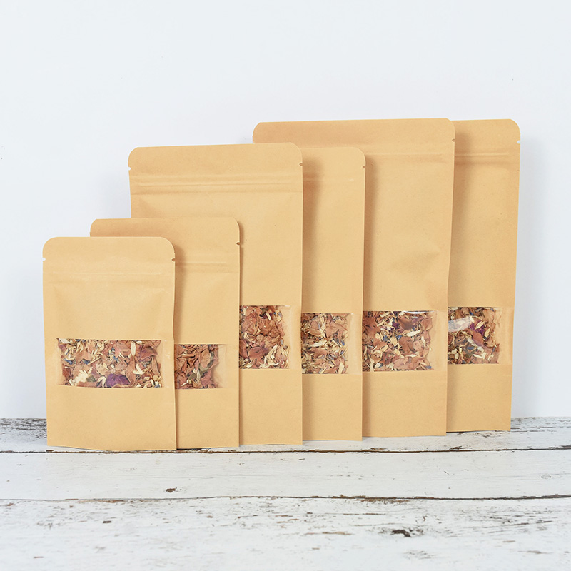 20/50 個クラフト紙ジップロックバッグ窓食品スナック茶自 - Food Storage Ziploc Bags のレビューと価格