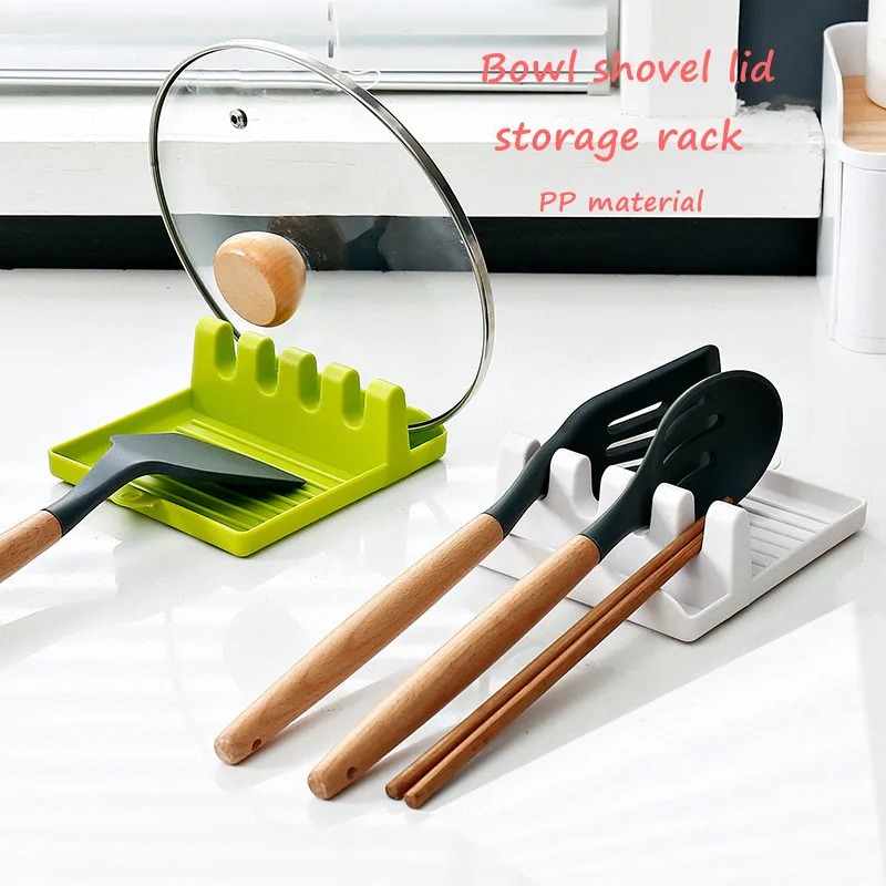 新しいグリーン鍋蓋ラックスタンドプラスチックスプーンホルダー - Food Storage Shelving のレビューと価格