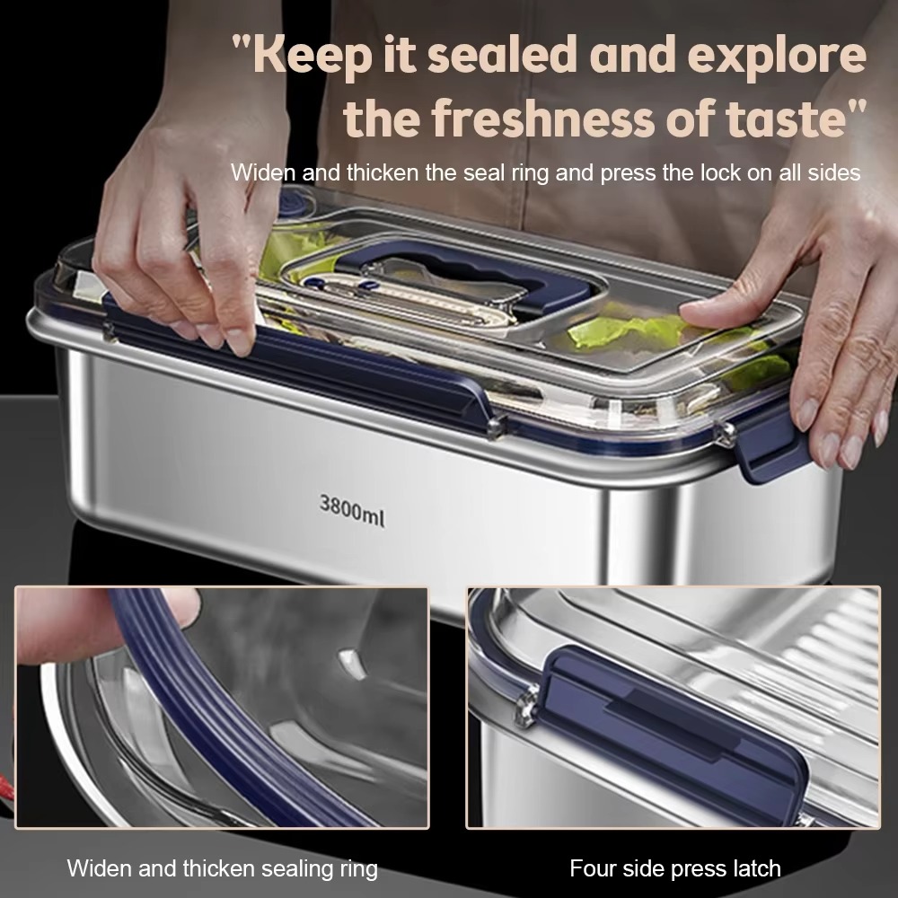 316ステンレス製食品保存容器セット、気密漏れ防止キッチンオ - Food Storage Metal Box のレビューと価格