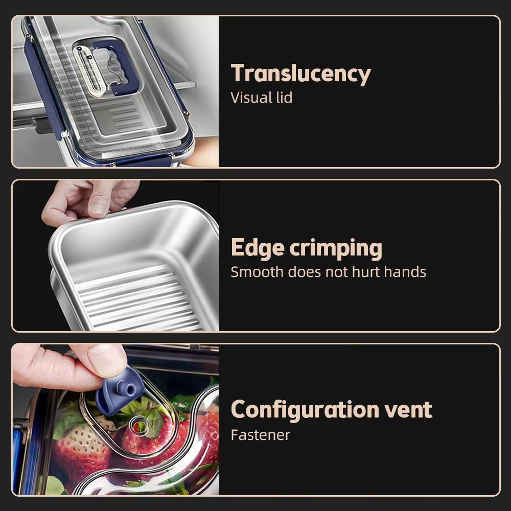 316ステンレス製食品保存容器セット、気密漏れ防止キッチンオ - Food Storage Metal Box のレビューと価格