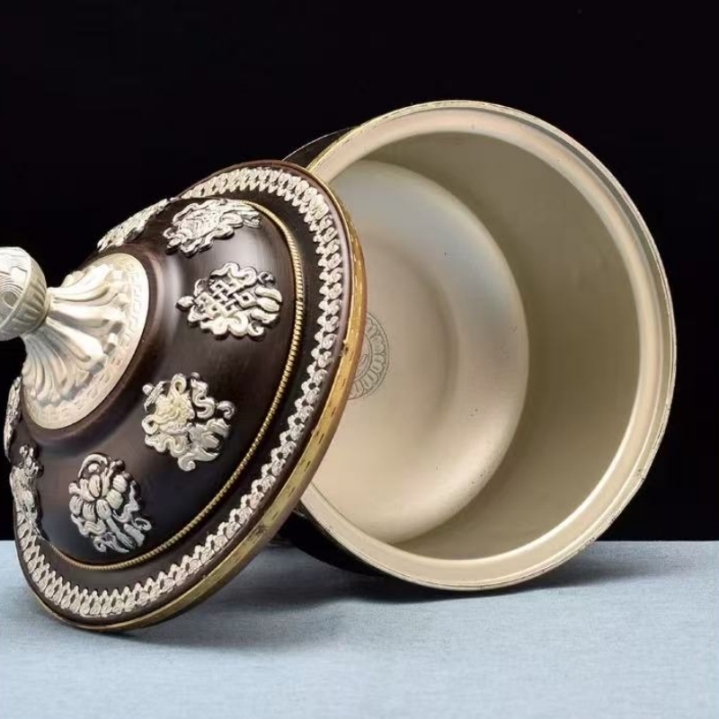 ネパールの複数のスタイルとサイズの瓶、彫刻チベットパターン食 - Food Storage Metal Box のレビューと価格
