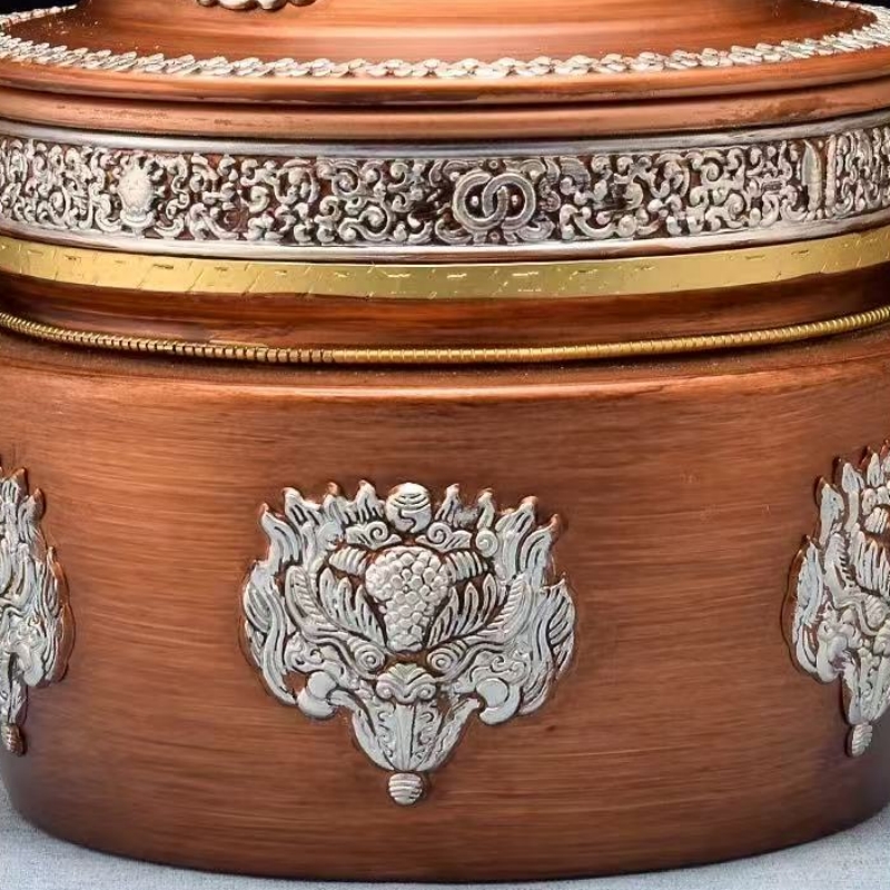 ネパールの複数のスタイルとサイズの瓶、彫刻チベットパターン食 - Food Storage Metal Box のレビューと価格