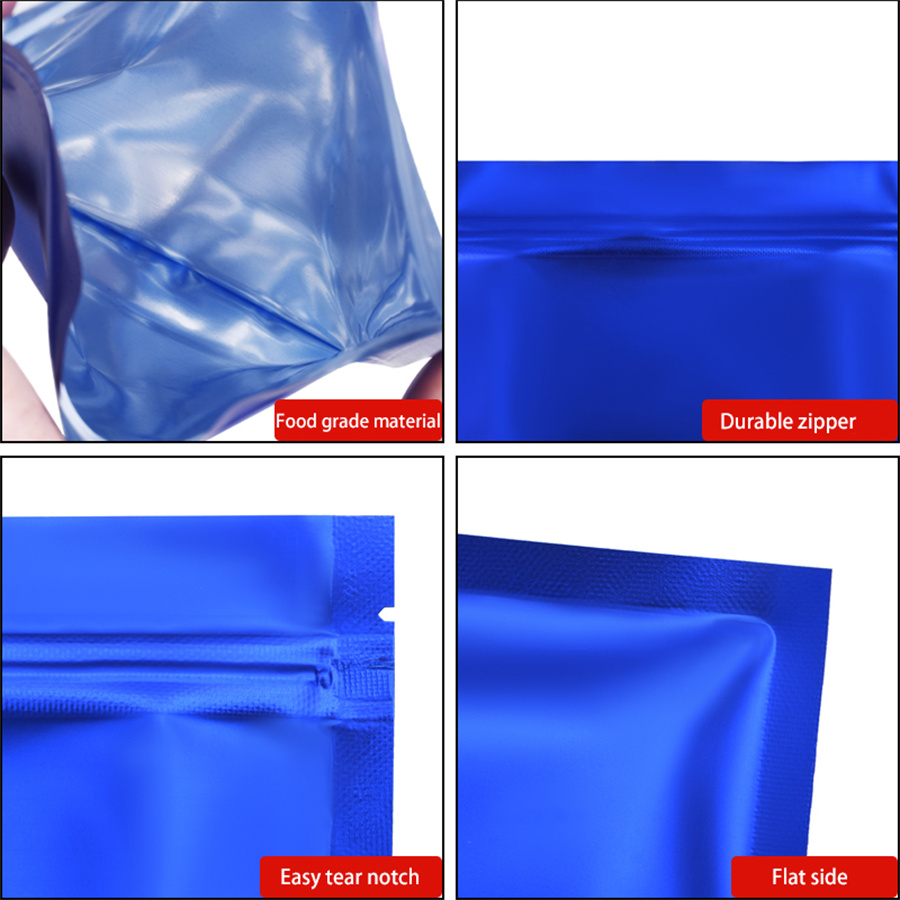 100個のマットブルーフォイルジッパーポーチ、自家製スナック - Food Storage Reusable Bags のレビューと価格