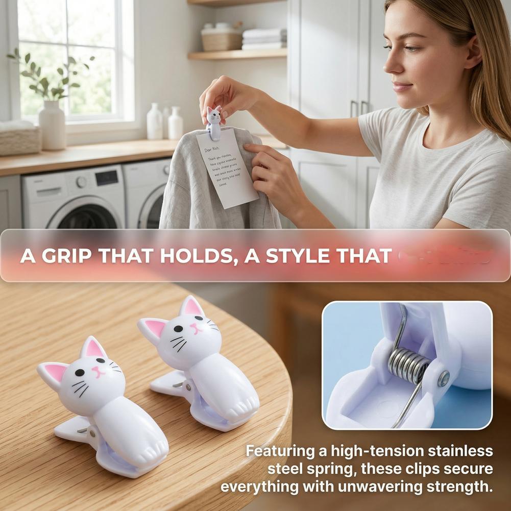 かわいい猫の形をしたバッグクリップ、再利用可能なプラスチック - Food Storage Reusable Bags のレビューと価格