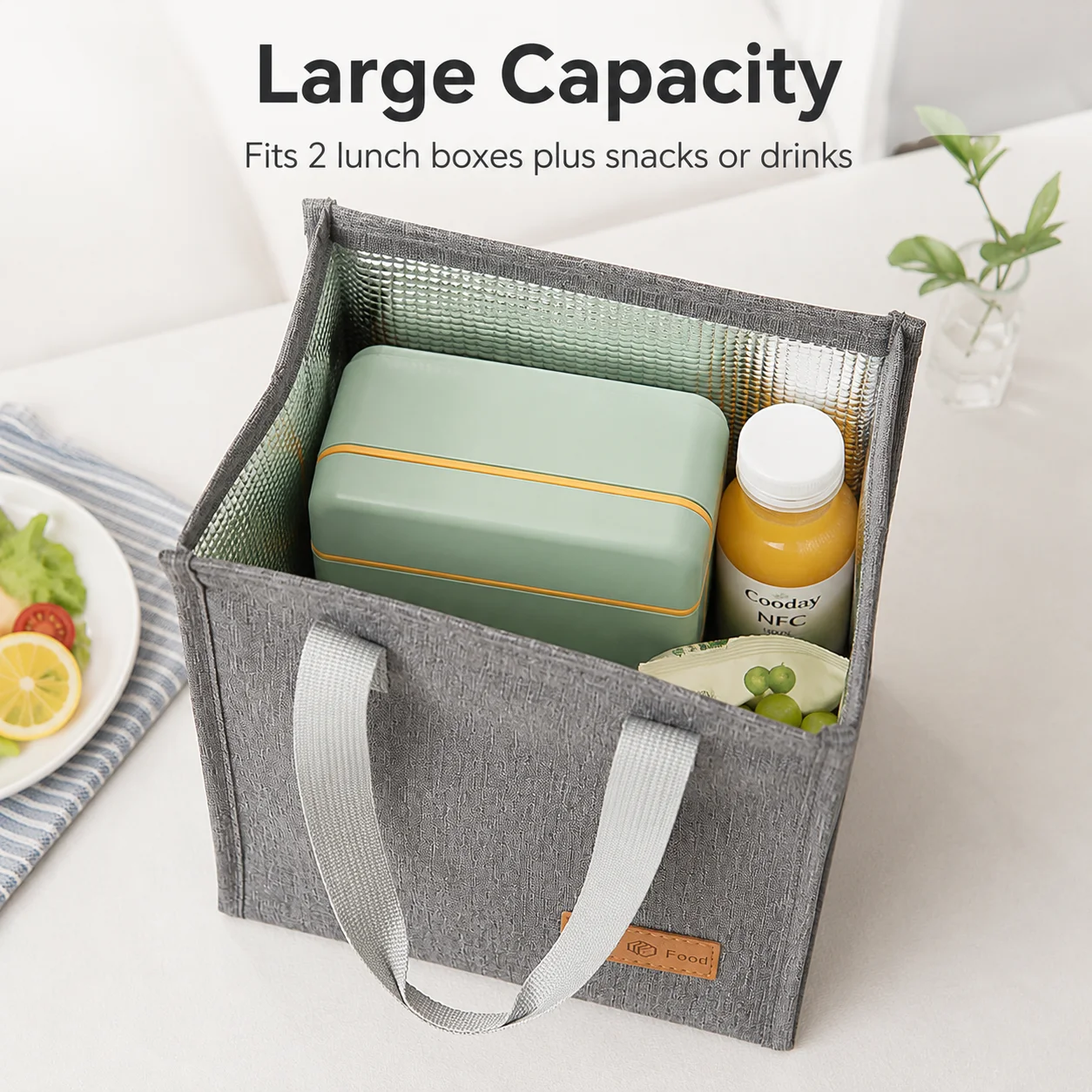断熱ランチトートバッグ、ポータブルで再利用可能なフードキャリ - Food Storage Reusable Bags のレビューと価格