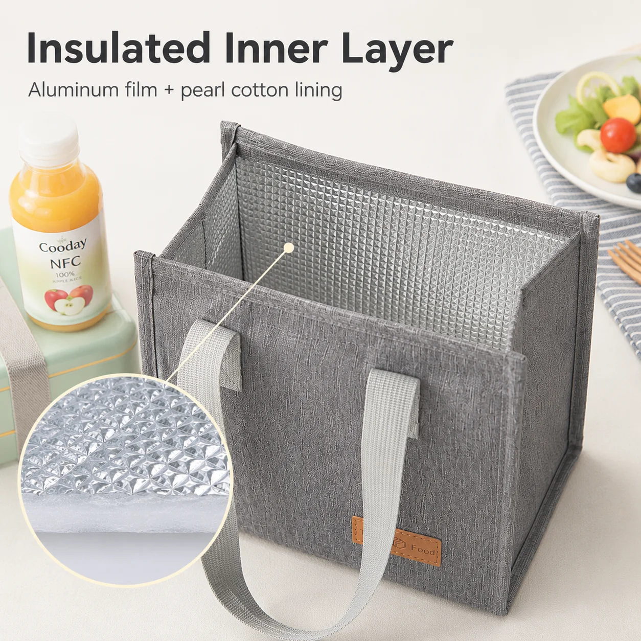 断熱ランチトートバッグ、ポータブルで再利用可能なフードキャリ - Food Storage Reusable Bags のレビューと価格